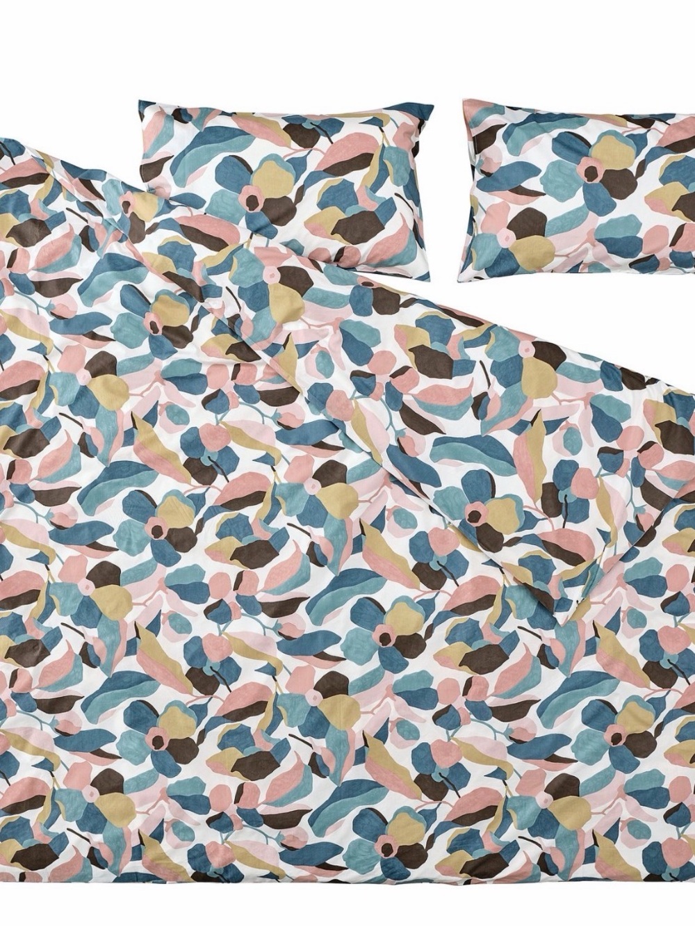 IKEA VIDEOXBAR Floral Abstract Cotton Duvet Cover - Blue, Pink, Olive